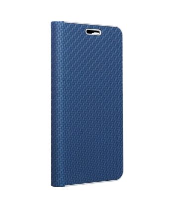 Кожен калъф тефтер / Luna Book Carbon / Huawei P30 Lite - син