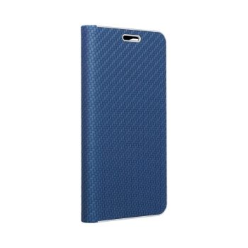Кожен калъф тефтер / Luna book carbon / iPhone 11 - син