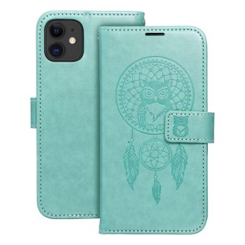 Кожен калъф тефтер / Mezzo book / iPhone 11 - мента Dreamcatcher