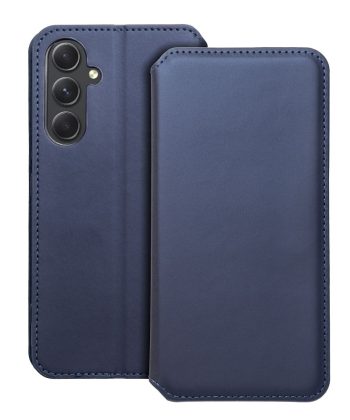 Кожен калъф тефтер / Dual Pocket book / Samsung Galaxy S24 - син