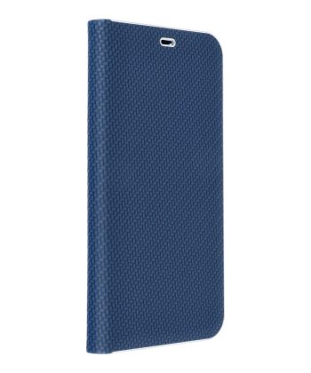 Кожен калъф тефтер / Luna book carbon / Samsung Galaxy S24 - син
