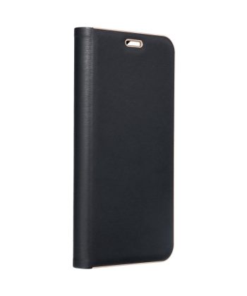 Кожен калъф тефтер / Luna book gold / Samsung Galaxy S24 - черен