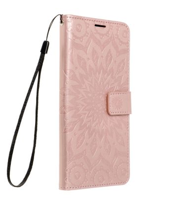 Кожен калъф тефтер / MEZZO book / Samsung Galaxy S24 - rose-gold мандала