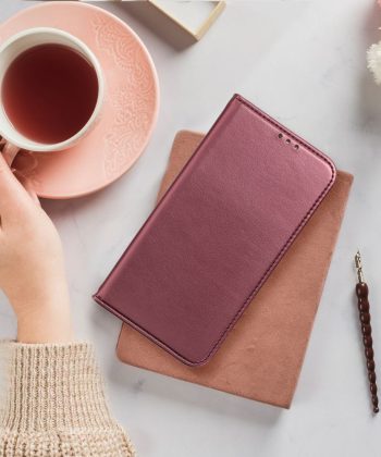 Кожен калъф тефтер / Smart Magneto book / Samsung Galaxy S24 - бордо