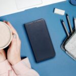 Кожен калъф тефтер / Smart magneto book / Xiaomi Redmi 13C - син