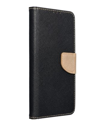 Кожен калъф тефтер / Fancy book / Samsung Galaxy S24 - черен със златно