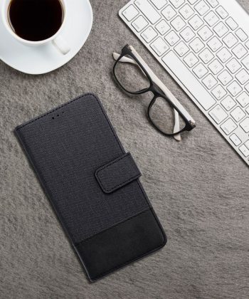 Кожен калъф тефтер / Gomma book / Huawei P30 Lite - черен